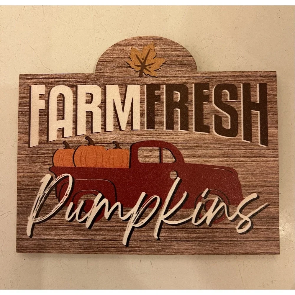 Fall/Thanksgiving Autumn Decor 13 PC Wood-Leaves, Pumpkin, Gnome, Latte
